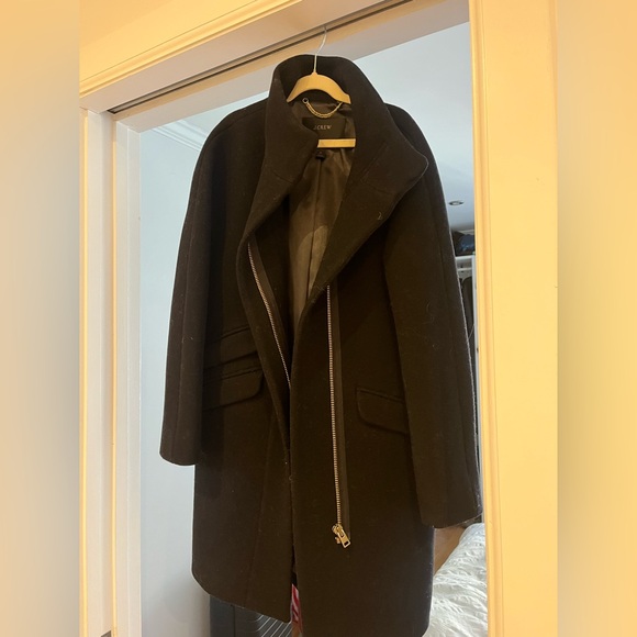 J. Crew Black stadium cloth Cocoon Coat - Picture 2 of 6